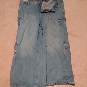GAP Women's Blue Baggy Cargo Jeans